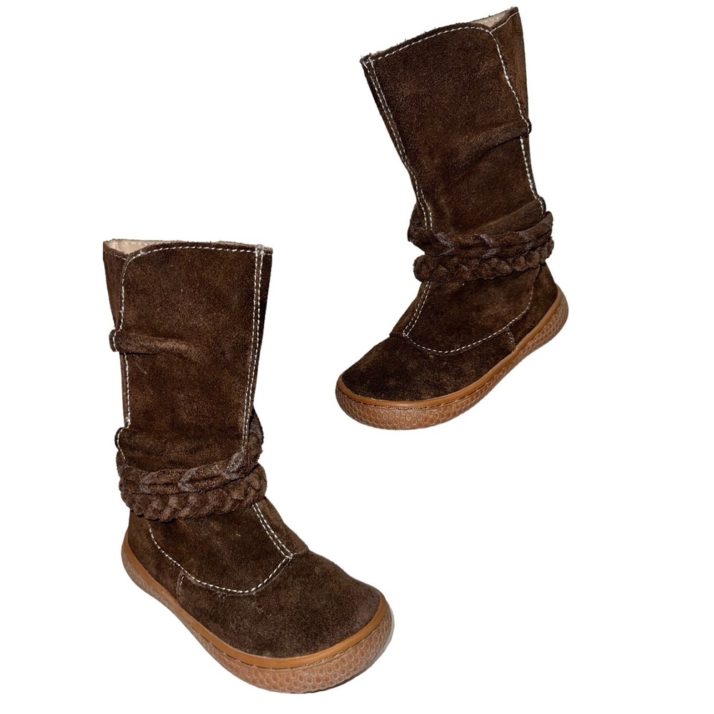 Livie & Luca Brown Leather Boho Mid Calf Boots Braided Band Sz 6 Zipper Western